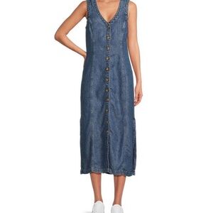 Cloth & Stone NWOT Woven Denim V-Neck Sleeveless Midi Dress